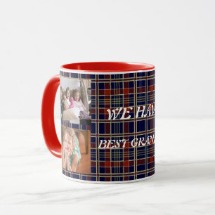Best Grandma Featuring 4 Photos Plaid Tartan Mug