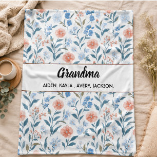 Best Grandma flower Ever Happy Grandparents day Fleece Blanket