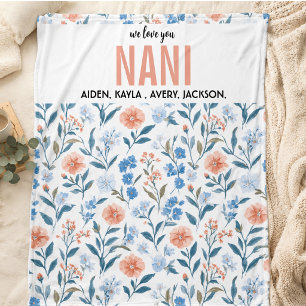 Best Grandma flower Ever Happy Grandparents day Fleece Blanket