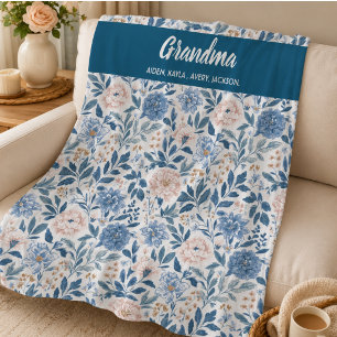 Best Grandma flower Ever Happy Grandparents day Fleece Blanket