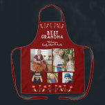 Best Grandma Flowers 5 Photo Collage Keepsake Apron<br><div class="desc">Cute Best Grandma Flowers Red 5 Photo Collage Keepsake apron. Hand-drawn flowers in beautiful spring colours and 5 photos on a red background. Create your own personal gift for a grandmother for Mother`s Day,  birthday or Christmas and add your names and photos.</div>