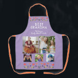 Best Grandma Flowers 5 Photo Collage Keepsake Apron<br><div class="desc">Cute Best Grandma Flowers Blue 5 Photo Collage Keepsake apron. Hand-drawn flowers in beautiful spring colours and 5 photos on a purple background. Create your own personal gift for a grandmother for Mother`s Day,  birthday or Christmas and add your names and photos.</div>