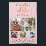 Best Grandma Flowers 5 Photo Collage Keepsake  Tea Towel<br><div class="desc">Cute Best Grandma Flowers 5 Photo Collage Keepsake kitchen towel. Hand-drawn flowers in beautiful spring colours and 5 photos. Create your own personalised gift for a grandmother for Mother`s Day,  birthday or Christmas and add your names and photos.</div>