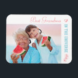 Best Grandma in the Universe - Coral & Blue Photo Magnet<br><div class="desc">Personalise this simple and modern photo magnet for your grandmother (or great grandmother). The template is set up ready for you to add your own photo and edit the sample wording if you wish. Sample text currently reads "Best Grandma in the universe". The design has a pretty and feminine colour...</div>