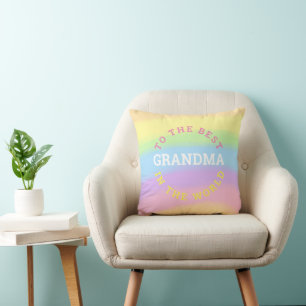 Best Grandma in the World Rainbow Colours Name Cushion