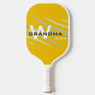 Best Grandma Monogramed initials Golden Yellow Pickleball Paddle
