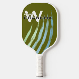 Best Grandma, Monogramed initials, Light Olive Pickleball Paddle