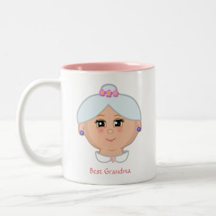 Best Grandma Ornamented With Pink Flowers Two-Tone Coffee Mug