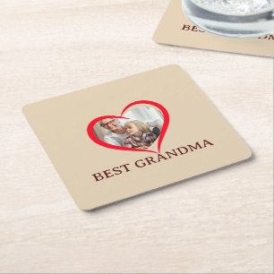 Best Grandma Personalized Photo Paper Coaster Gift