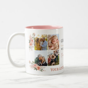 Best Grandma Photo Collage Floral  Two-Tone Coffee Mug