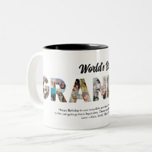 Best Grandma Photo Collage Letter Cutout Birthday Two-Tone Coffee Mug