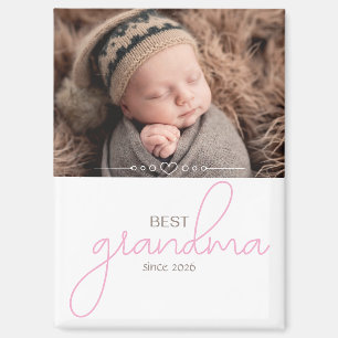 Best Grandma Since Year Photo Script Font Heart Magnet