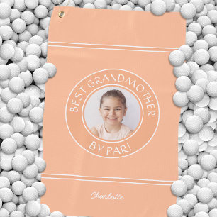 Best Grandmother By Par Elegant Golfer Peach Photo Golf Towel