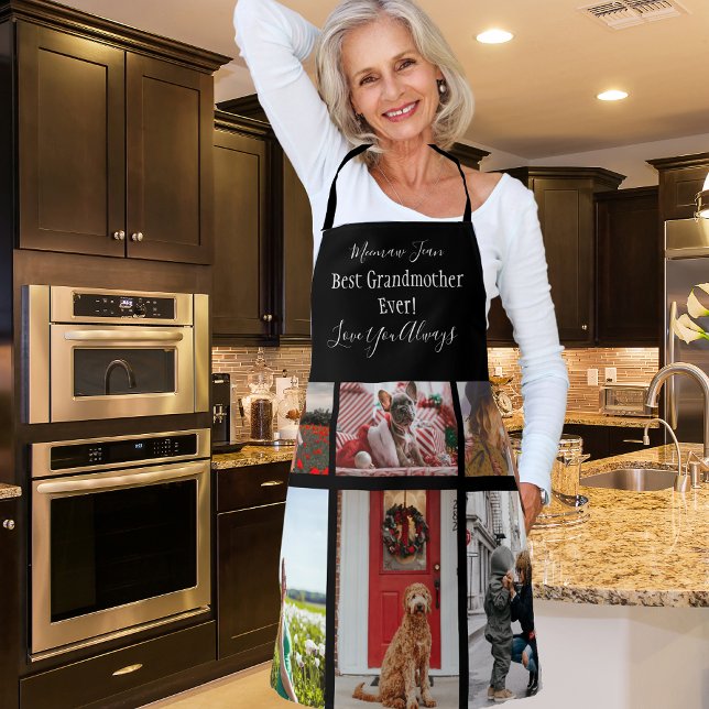 Best Grandmother Ever 6 Photo Collage White Script Apron (Creator Uploaded)