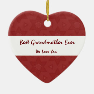 Best Grandmother Ever Love You Red Flower Stars Ceramic Ornament