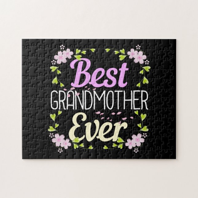 Best Grandmother Ever - Pink Floral Jigsaw Puzzle (Horizontal)