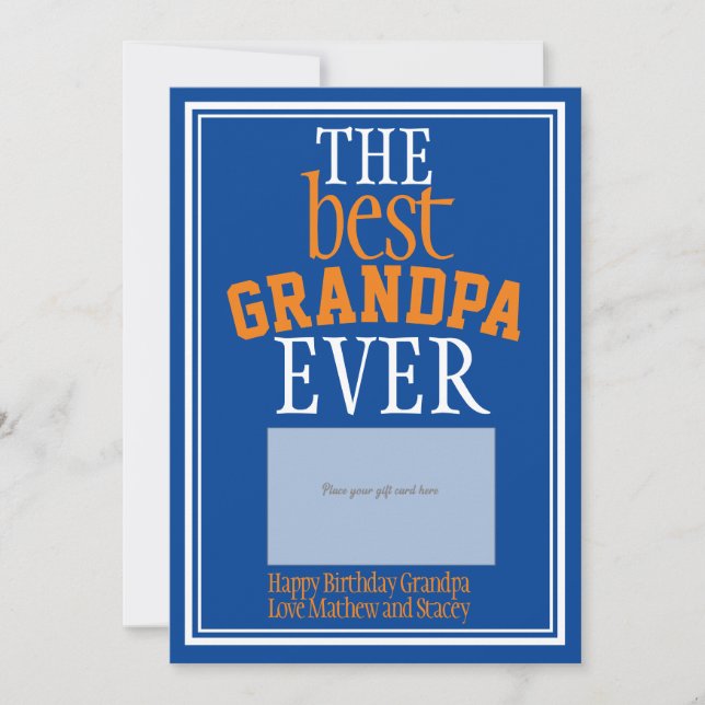 Best Grandpa Blue Typography Gift Card Holder (Front)