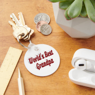Best Grandpa burgundy text Key Ring