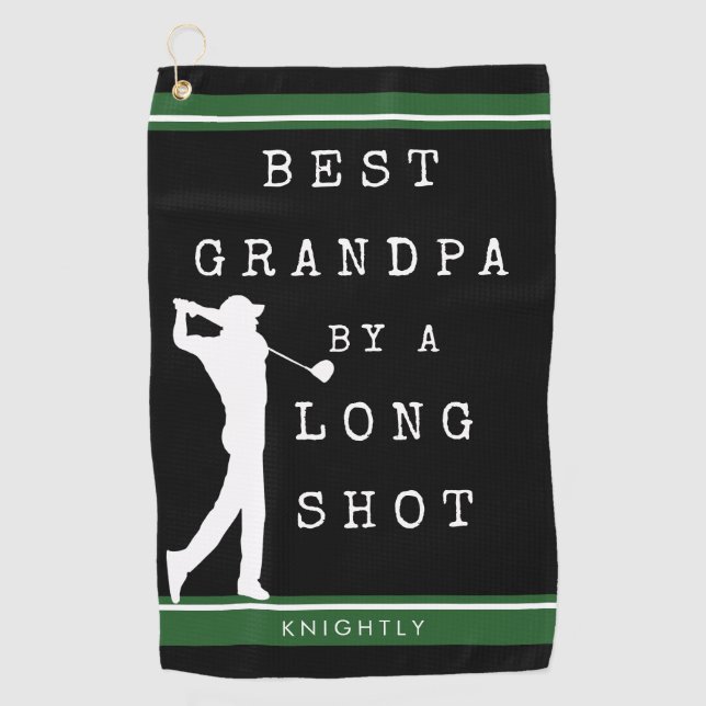 BEST GRANDPA BY A LONG SHOT Personalised Golf Towel (Front)