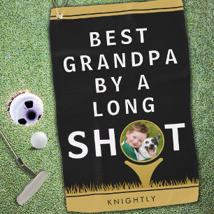 BEST GRANDPA BY A LONG SHOT Photo Personalised Golf Towel