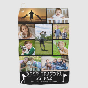 BEST GRANDPA BY PAR 9 Photo Collage Personalised G Golf Towel