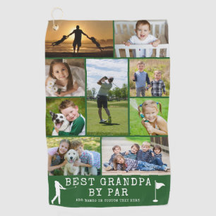 BEST GRANDPA BY PAR 9 Photo Collage Personalised Golf Towel