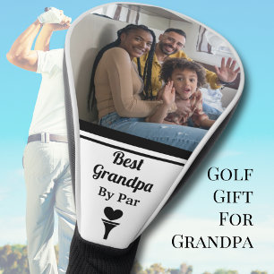 Best Grandpa By Par Black and White Photo Golf Head Cover