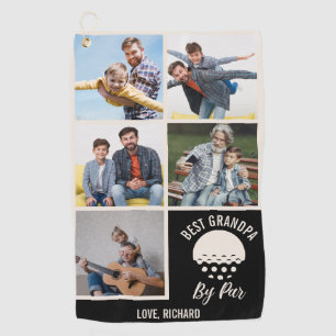 Best Grandpa By Par Custom 5 Photo Collage Golf Towel