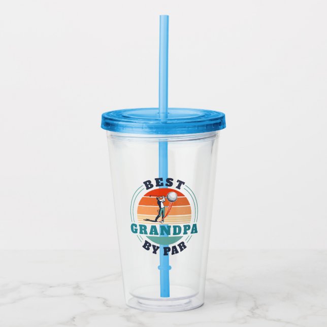 Best Grandpa By Par Custom Golf Retro Acrylic Tumbler (Front)