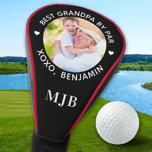 BEST GRANDPA BY PAR Custom Photo Modern Monogram Golf Head Cover