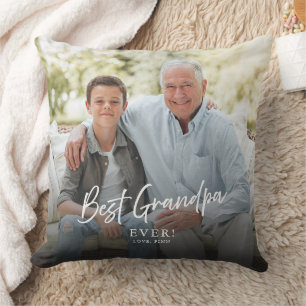 Best Grandpa By Par Custom Two Photo Keepsake Cushion