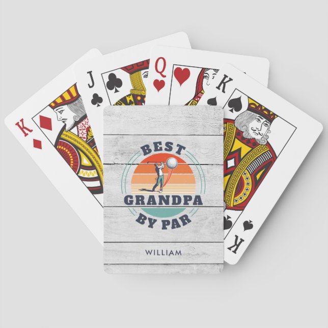 Best Grandpa By Par Fathers Day Golfing Gag Custom Playing Cards (Back)