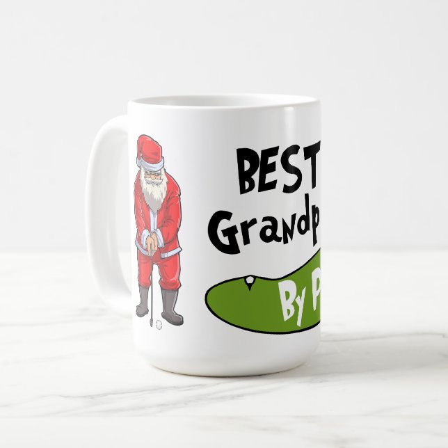 Best Grandpa by Par for Christmas with Santa Claus Coffee Mug (Front Left)