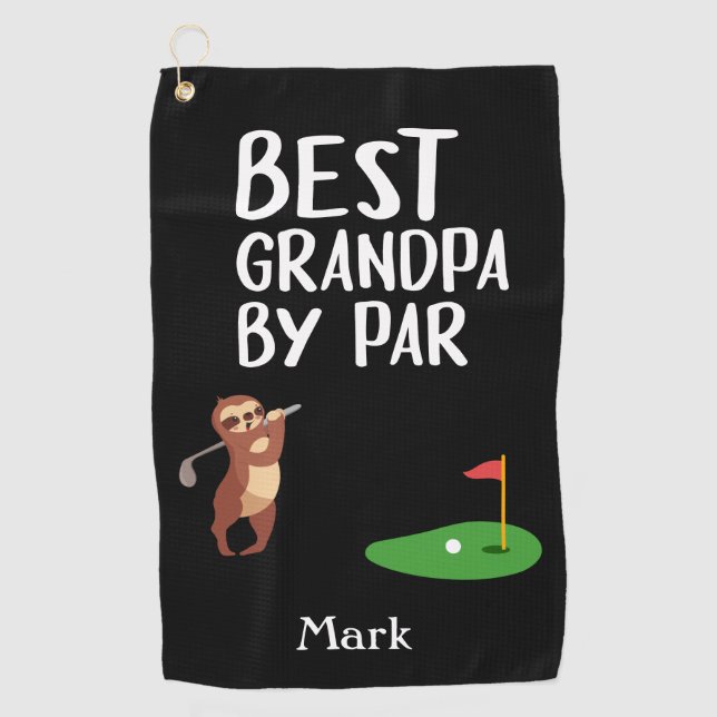Best Grandpa by Par for Grandfather  Golf Towel (Front)
