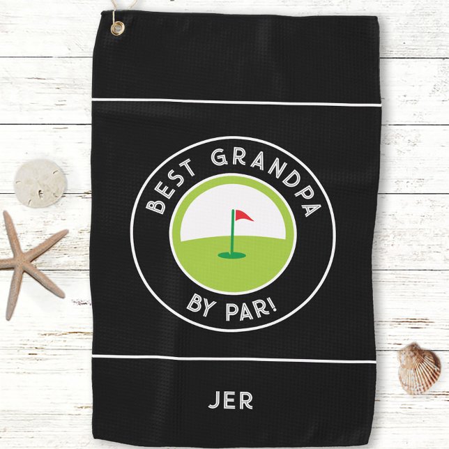 Best Grandpa By Par Fun Modern Golfer Black White Golf Towel (Best Grandpa By Par Fun Modern Golfer Black White Golf Towel)