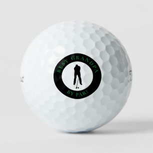 Best Grandpa By Par Funny Black Green Golfer Gift  Golf Balls