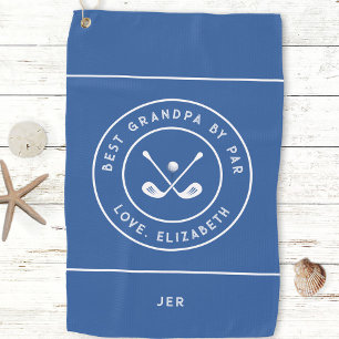 Best Grandpa By Par Funny Custom Royal Blue Golf Towel