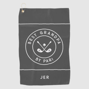 Best Grandpa By Par Funny Golfer Saying Charcoal Golf Towel