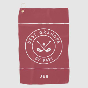 Best Grandpa By Par Funny Golfer Saying Crimson Golf Towel