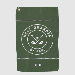Best Grandpa By Par Funny Golfer Saying Olive Golf Towel