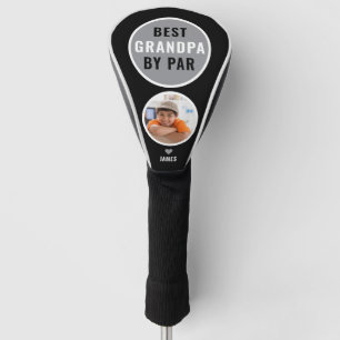 Best Grandpa By Par Golf Gift Name Photo  Black Golf Head Cover