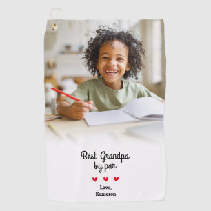 Best Grandpa By Par Modern Photo Keepsake Custom  Golf Towel