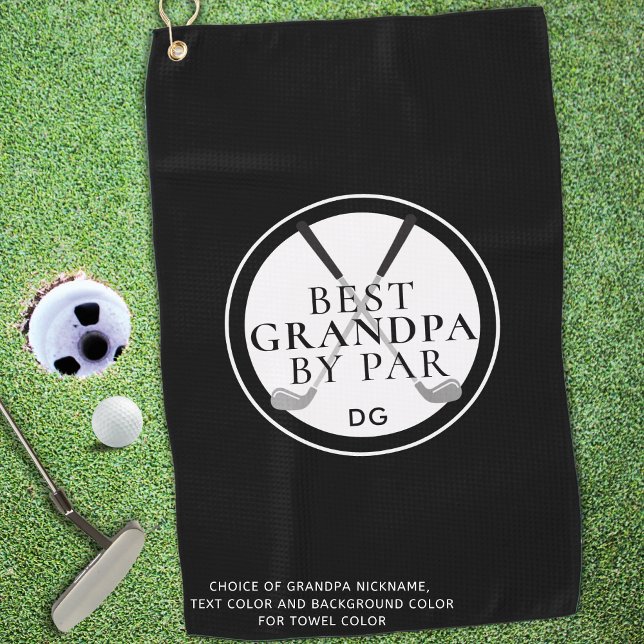 BEST GRANDPA BY PAR Monogram Name Clubs Golf Towel (Creator Uploaded)