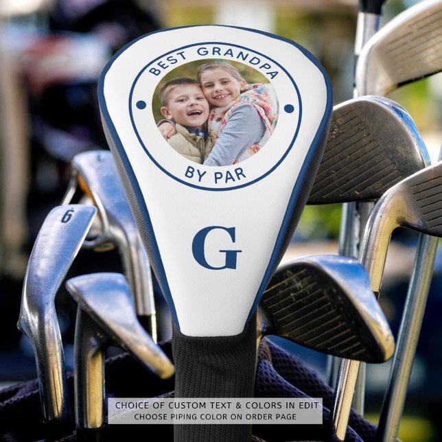 BEST GRANDPA BY PAR Monogram Photo Blue Golf Head Cover (Creator Uploaded)