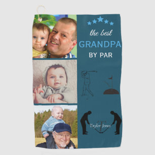 Best Grandpa By Par   Monogram Photo Collage Golf  Towel