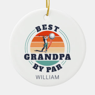 Best Grandpa By Par Personalised Retro Christmas Ceramic Ornament