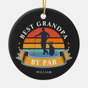 Best Grandpa By Par Personalised Retro Golfer  Ceramic Ornament