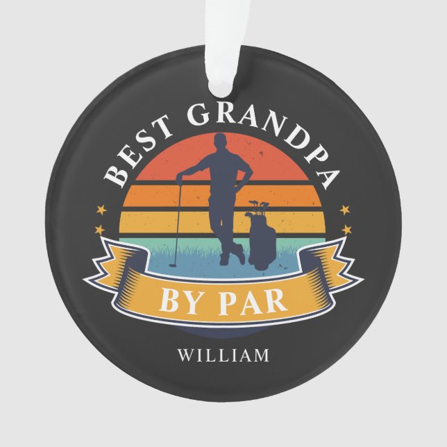 Best Grandpa By Par Personalised Retro Golfer Ornament (Front)