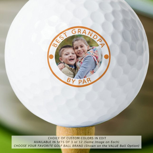 BEST GRANDPA BY PAR Photo Custom Colour Golf Balls (Creator Uploaded)