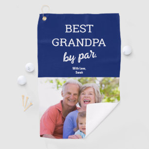Best Grandpa by Par Photo Father's day Custom blue Golf Towel